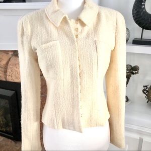 ✨CHANEL✨ Authentic Tweed Wool Textured Jacket 36